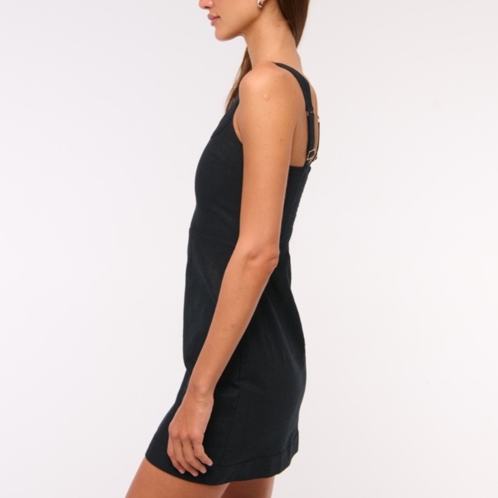 Abercrombie Black Linen-Blend Mini Dress - Picture 3 of 15